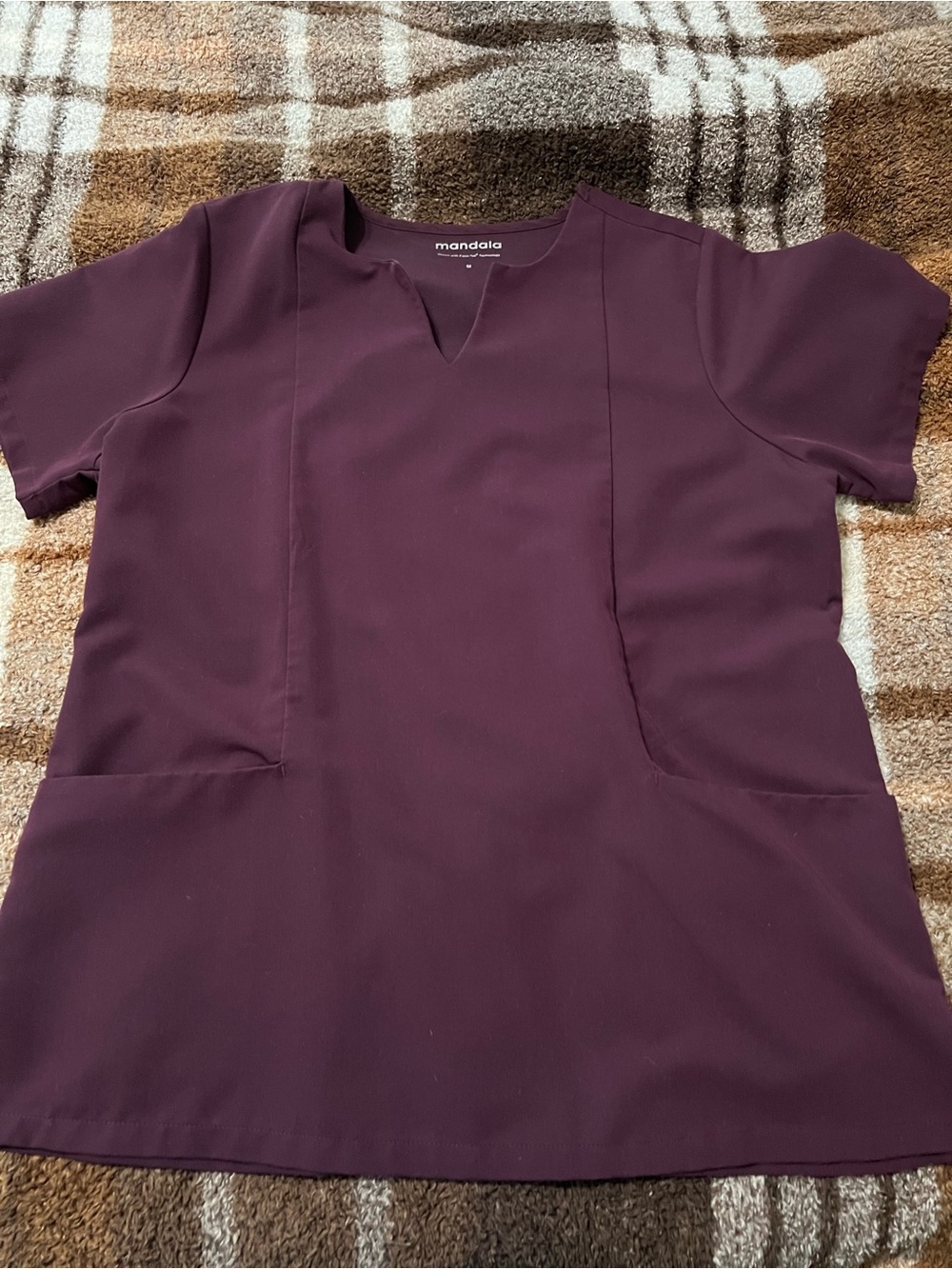 Mandala Women's Plum Notch-Neck scrub set